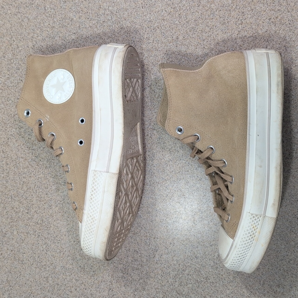 Converse All Star High Top Sneakers Gym Shoes Tan Leather Upper, Lift, Women's 9 - Picture 5 of 12